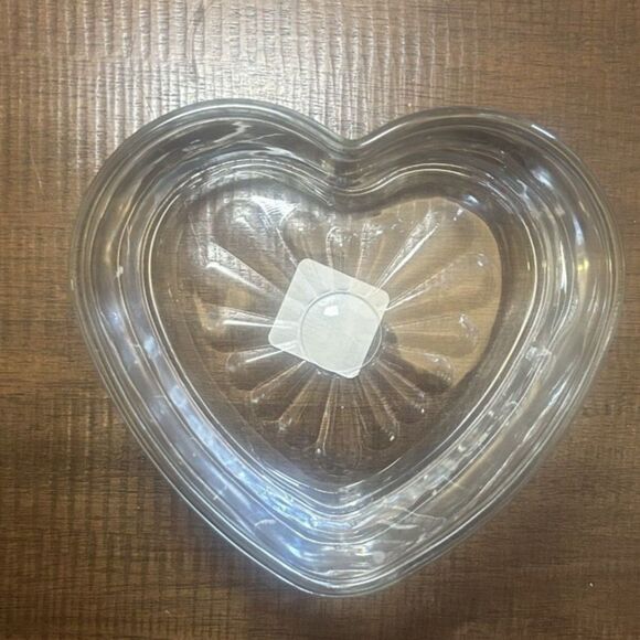 Libbey Other - Vintage Libbey Glass Heart Bowl 6” Clear Pressed Candy Dish Sunburst Bottom